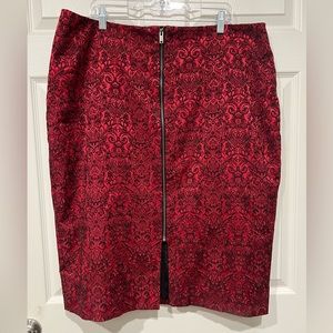 Beautiful red floral Worthington Zip Front Skirt Size 18